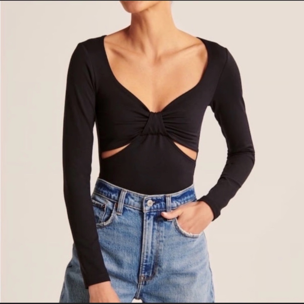 Abercrombie & Fitch Black Cutout Long Sleeve Top
